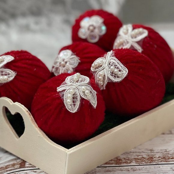 Velvet Set of 6 Easter Egg| Lipstick Red | Valentines Day Vase Filler| Photo - Picture 11 of 16